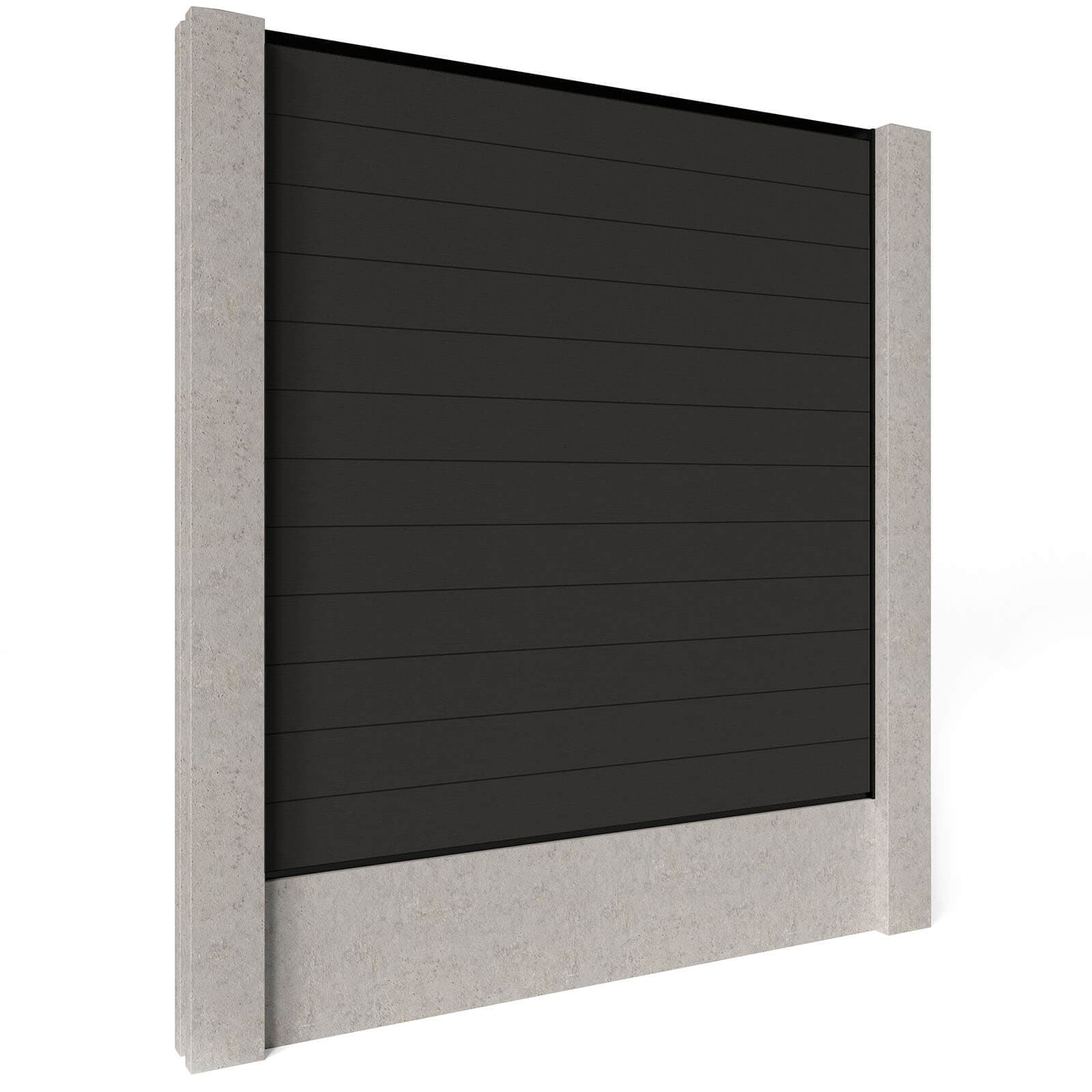 Composite Fence Panels - Graphite with Aluminium Railings (for concrete posts) 0.6m