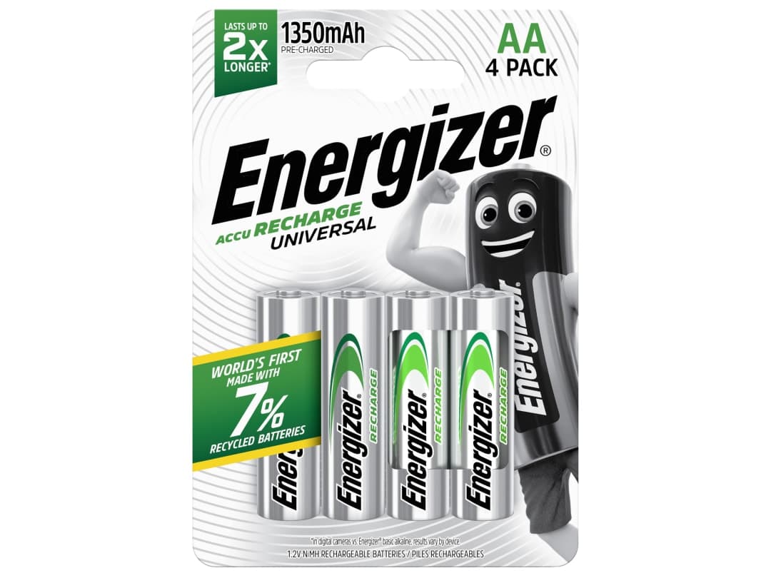 Energizer® Recharge Universal AA Batteries 1300 mAh (Pack 4) S625
