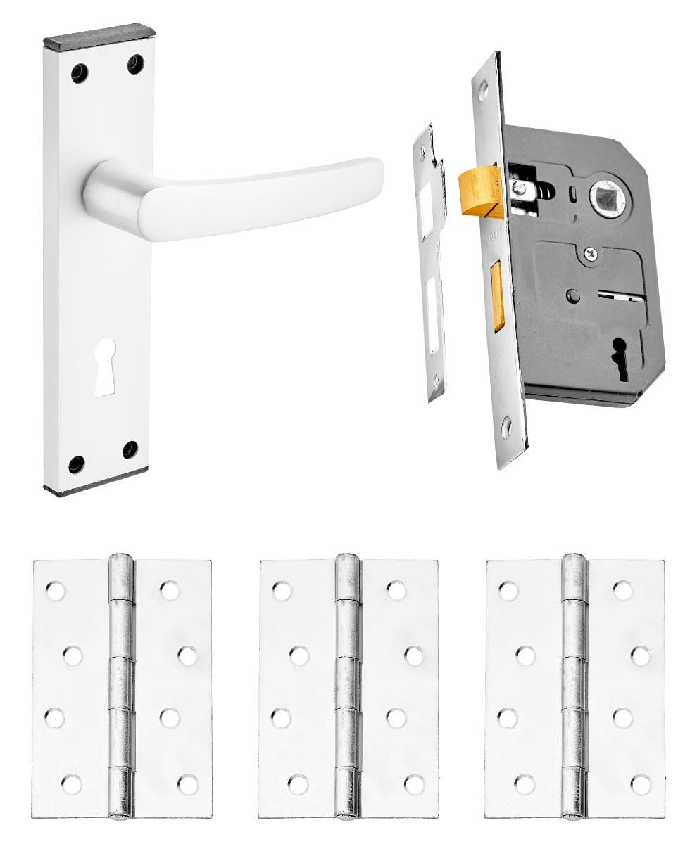 Oxford Lock Door Handle Pack - Satin Aluminium - Designer Levers