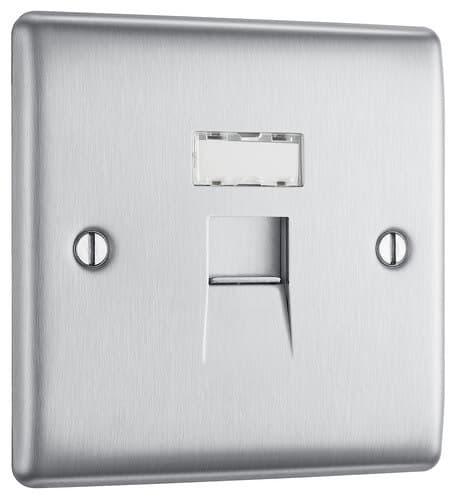 Screwless Flatplate Brushed Steel Switched 13A Fused Connection Unit FBS50-01