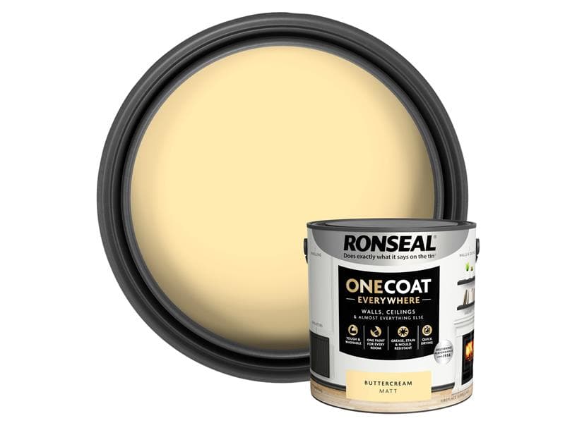 Ronseal One Coat Everywhere Interior Paint Buttercream Matt 2.5 Litre KCB.7015103.41804.76