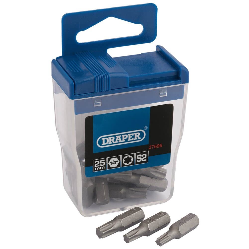 Draper 27696 Tx-Star® Assorted Long Insert Bits 25Mm (20 Piece) per case