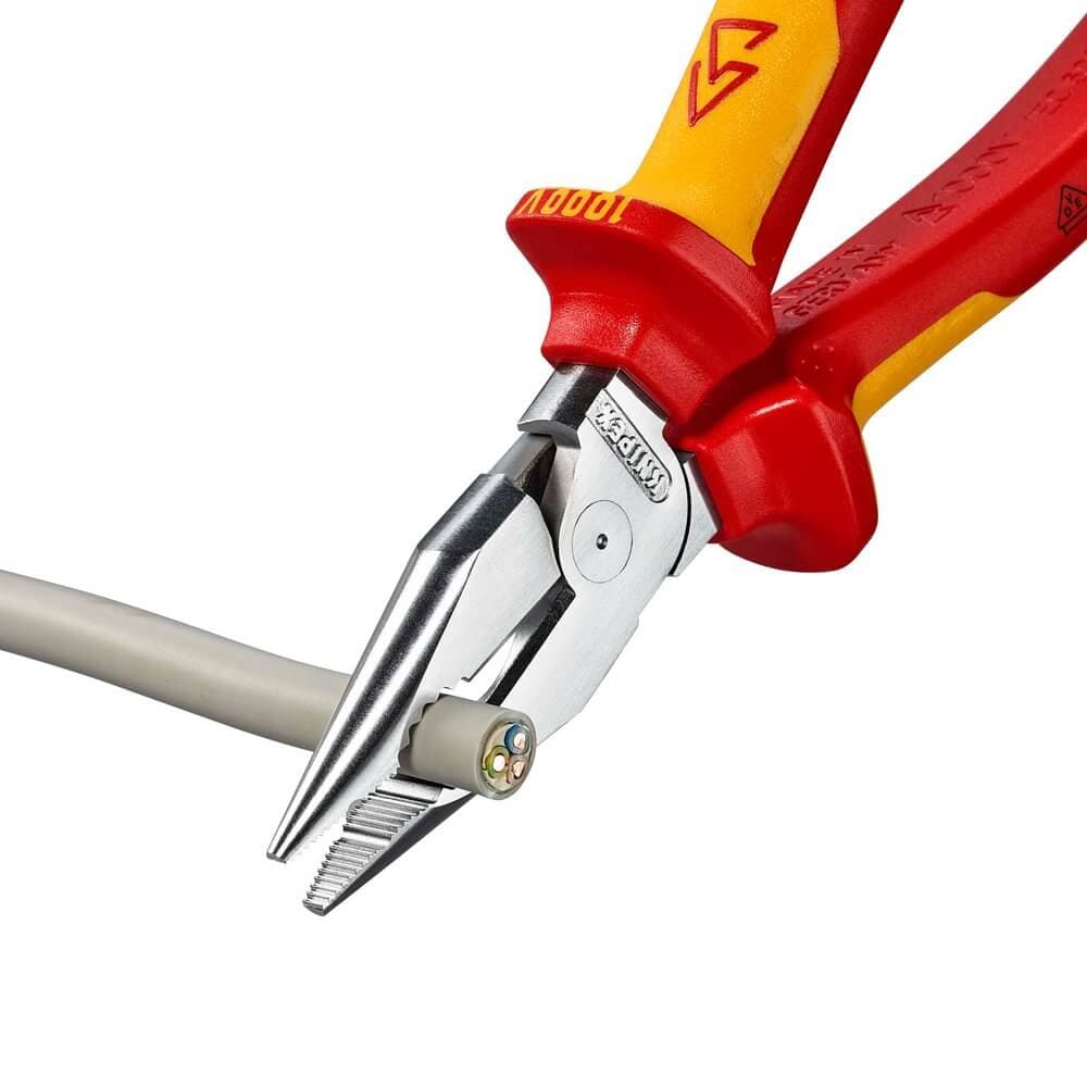 Knipex 08 26 185 Sb Needle-Nose Combination Pliers Insulated With Multi-Component Grips Vde-Tested Chrome-Plated 185Mm each 1 13185
