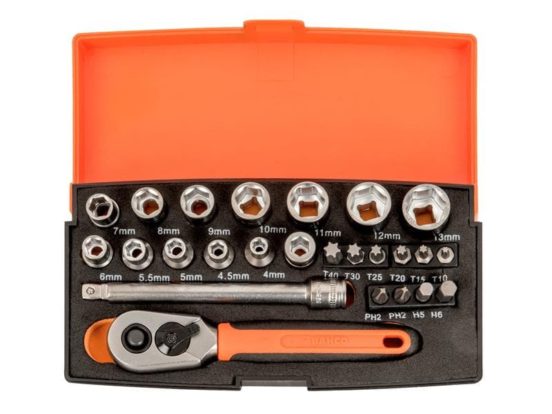 Bahco SL25 Sl25 1/4In Drive Socket Set 25 Piece