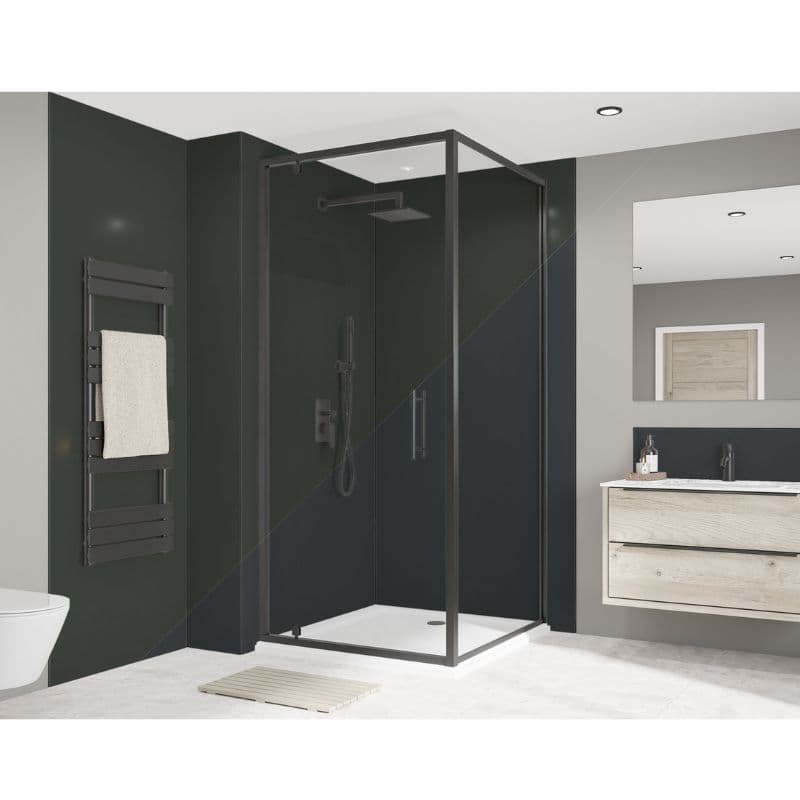 Wetwall Bathroom Wall Panel - 2440mm x 600mm x 4mm - Midnight Grey / Hadrian Green