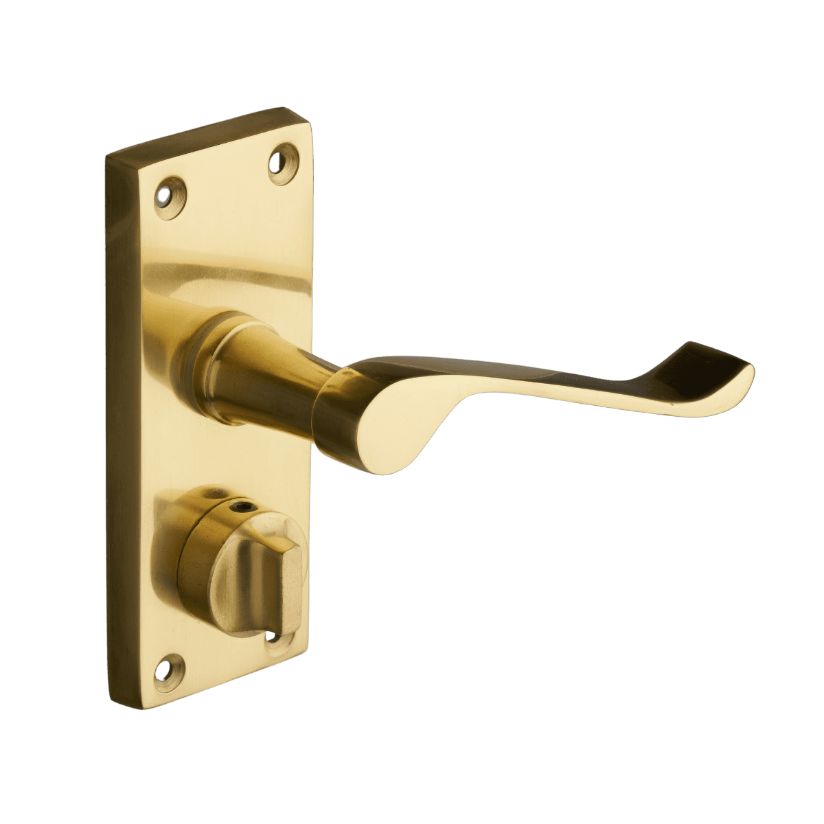 Victorian Scroll Lever Thumb Lock Privacy Door Handle - Polished Brass - Pair - Designer Levers