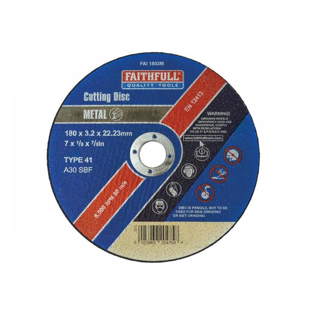 Faithfull Metal Cut Off Disc 180 X 3.2 X 22.23Mm