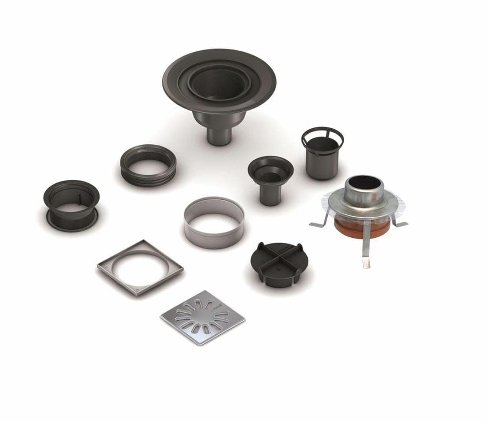 Wedi Fundo Point Drain Vertical DN70 with Fire Collar - Square