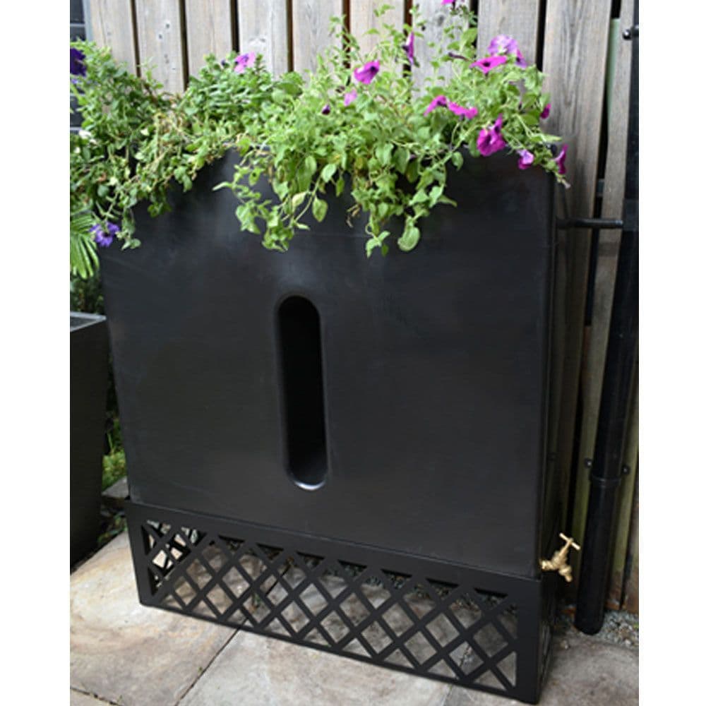 Large 280L Slimline Water Butt Planter - Black Original Organics