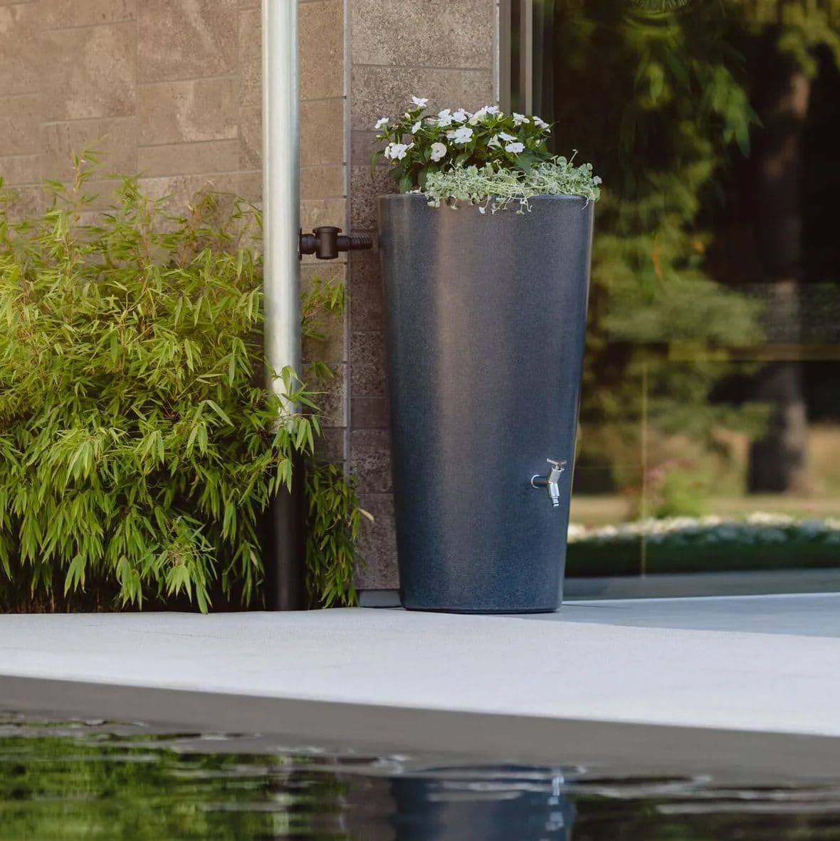 210 Litres Stone 2 In1 Water Tank - Lava Grey Original Organics