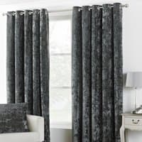 Verona Crushed Velvet Eyelet Curtains - Pewter / 228cm