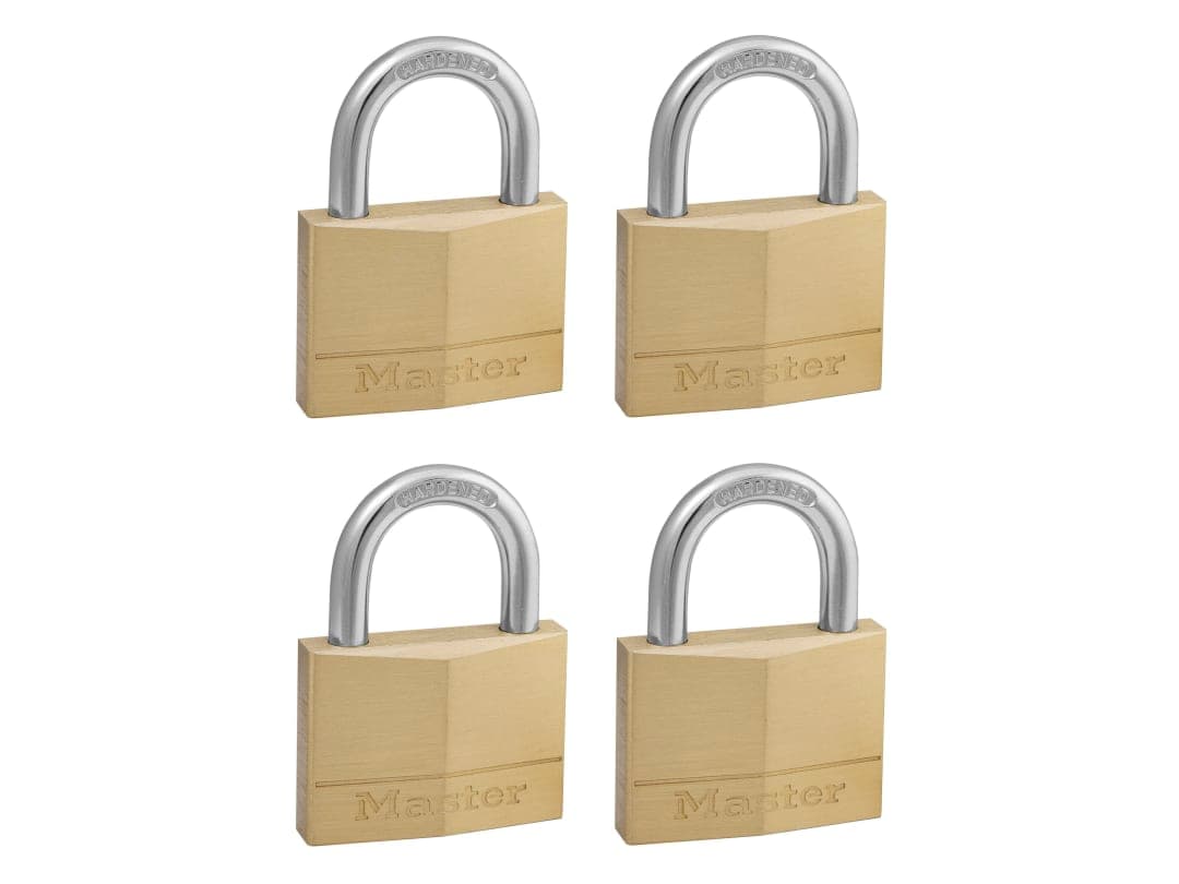 Master Lock Solid Brass 50mm Padlock 5-Pin - Keyed Alike x 4 150EURQNOP