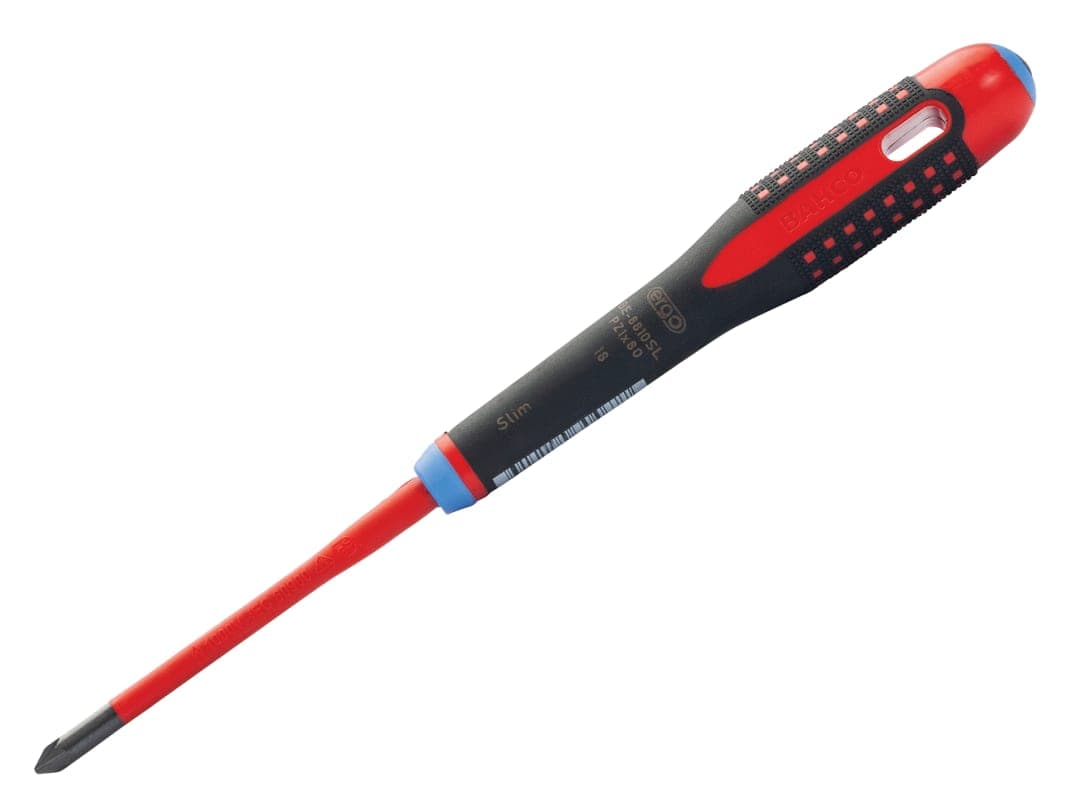 Bahco ERGO™ Slim VDE Insulated Pozidriv Screwdriver PZ1 x 80mm BE-8810SL