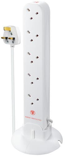 10G 1M 13A Surge Tower Ext Lead White SRGTOW10110-MP