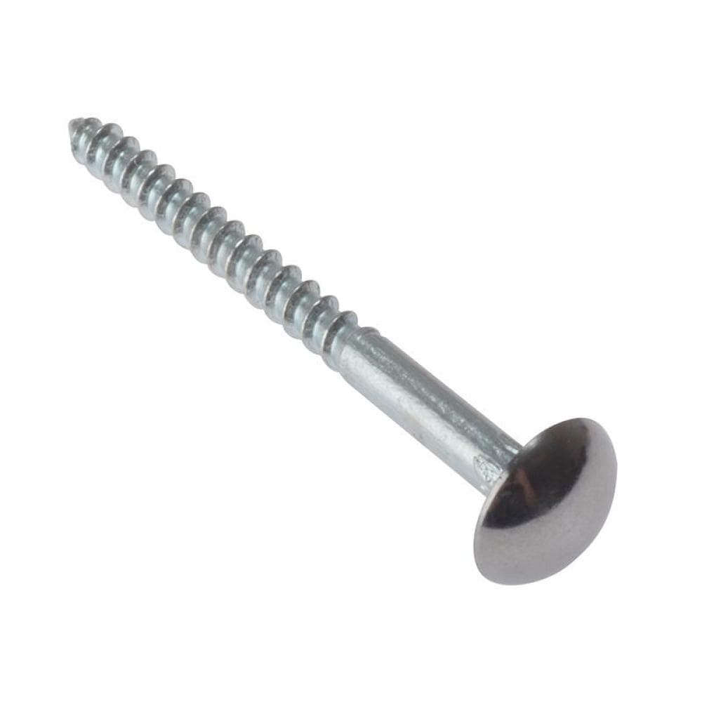 Forgefix 10MS114CP Mirror Screw Chrome Domed Top Slotted Csk St Zp 1.1/4In X 8 Bag 10