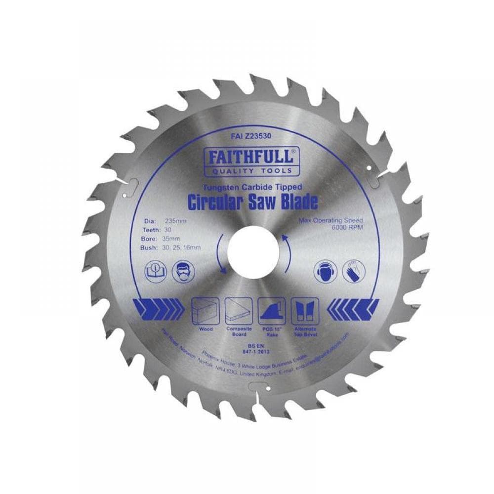 Faithfull FAIZ23530 Tct Circular Saw Blade 235 X 35Mm X 30T Pos
