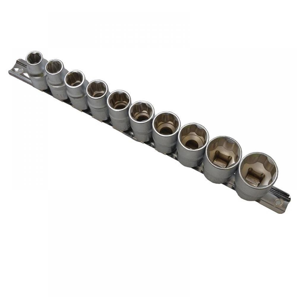 Bluespot Tools 01526 1/2In Drive Socket Set On Rail 10 Piece