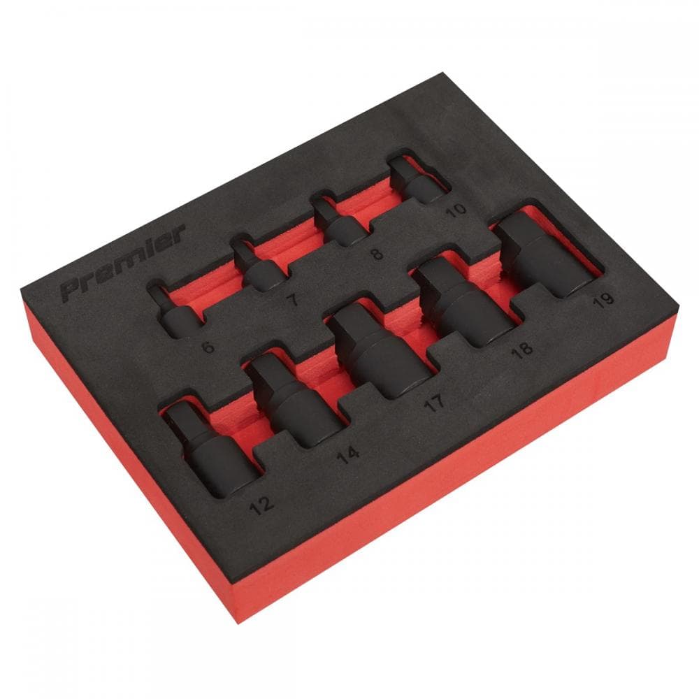 Sealey AK5525 Low Profile Impact Hex Socket Bit Set 1/4in & 3/8in Sq Drive 9Pc - Metric