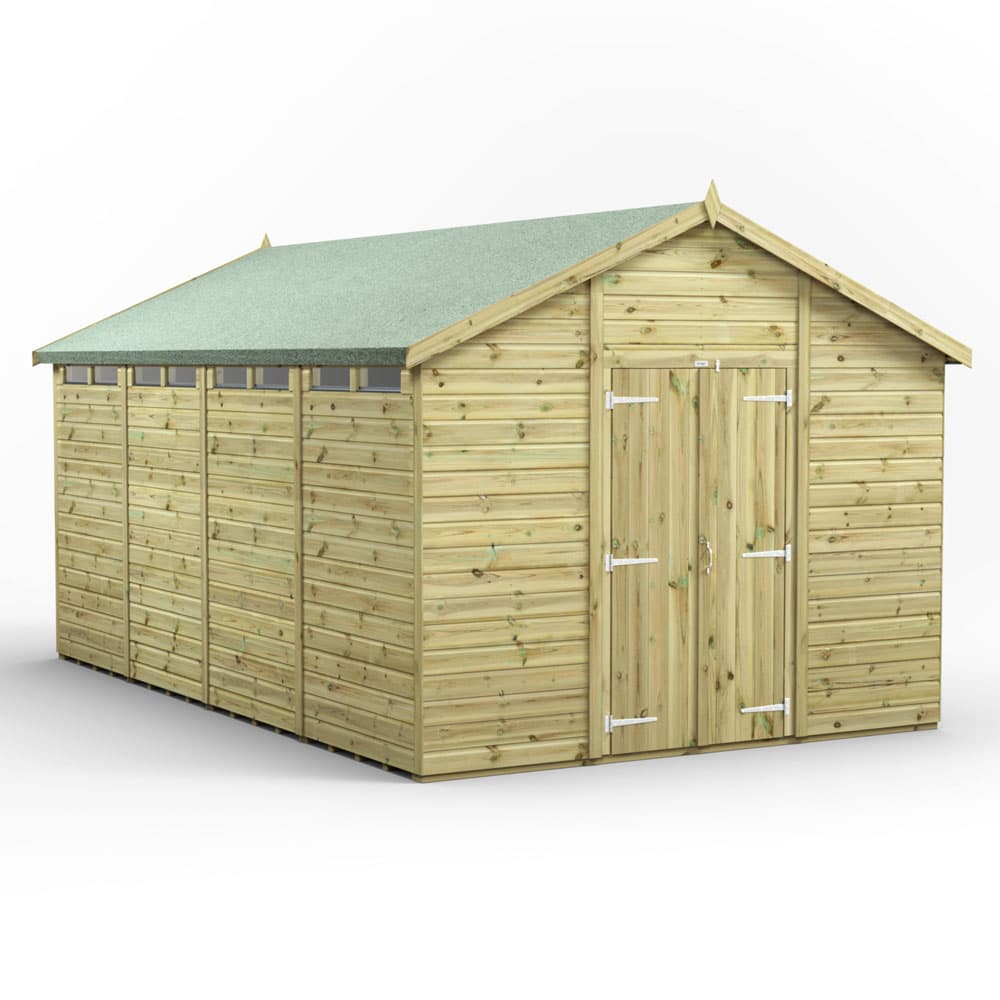 Powersheds 16x10 Premium Powersheds Security Apex Double Doors
