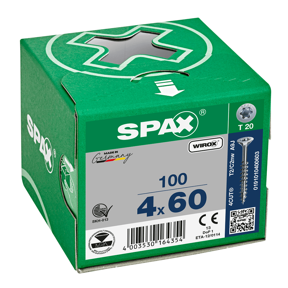 SPAX T-Star Flat CSK Screw Wirox Coated 4 x 60mm Qty 100