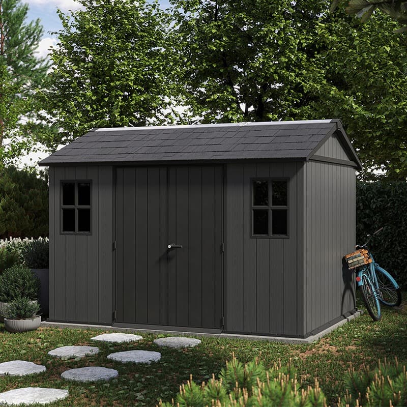 11' x 7'5 Keter Newton Plus Grey Plastic Garden Shed (3.50m x 2.30m)