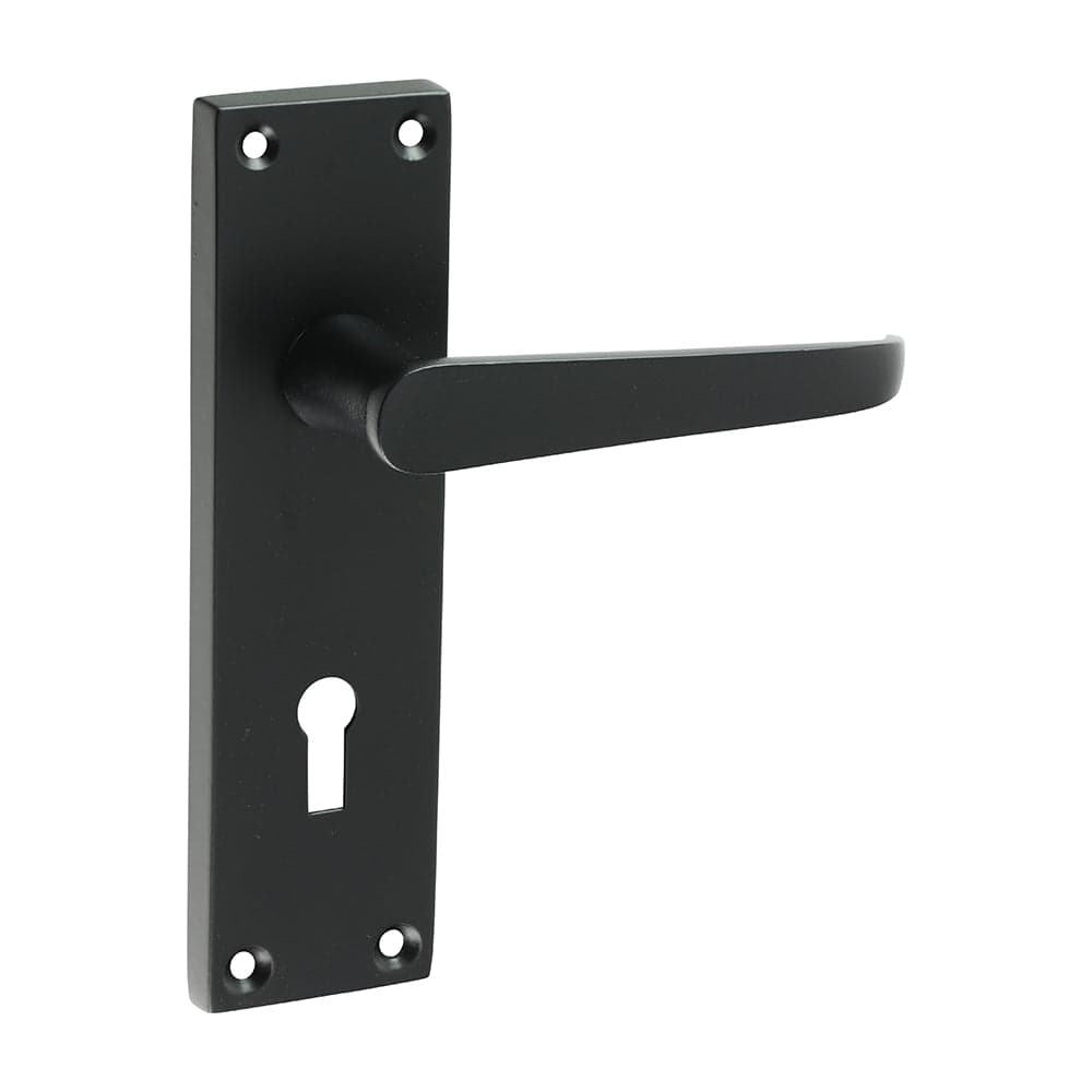 Victorian Straight Lock Door Handle – Matt Black - 152 × 43