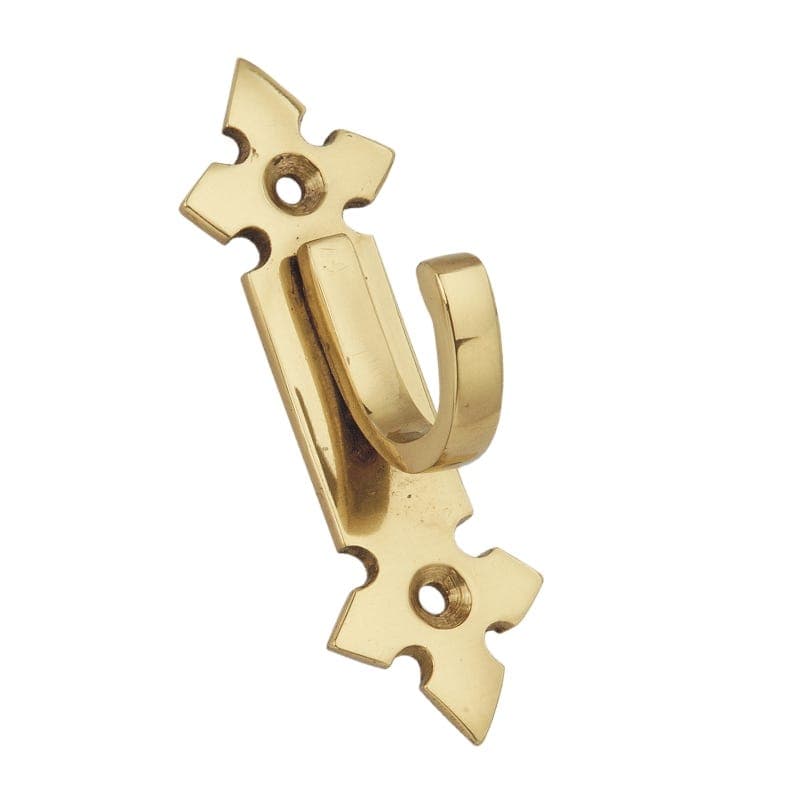 Gothic Tieback Hook - Polished Brass - 87mm - Hardware Solutions