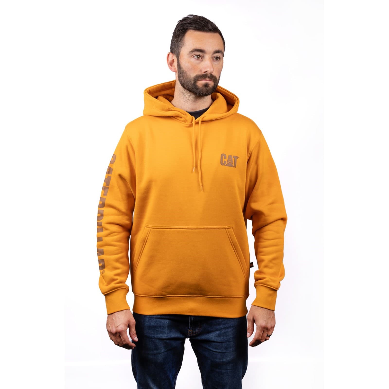 Caterpillar Trademark Banner Hooded Sweatshirt Size Sml Yellow 38521-71795-03