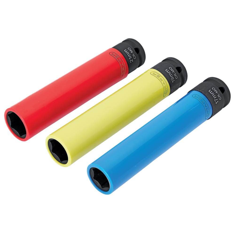 Draper Extra Long Alloy Wheel Nut Socket Set 1/2in Sq. Dr. 150Mm (3 Piece) Pk 1 07121