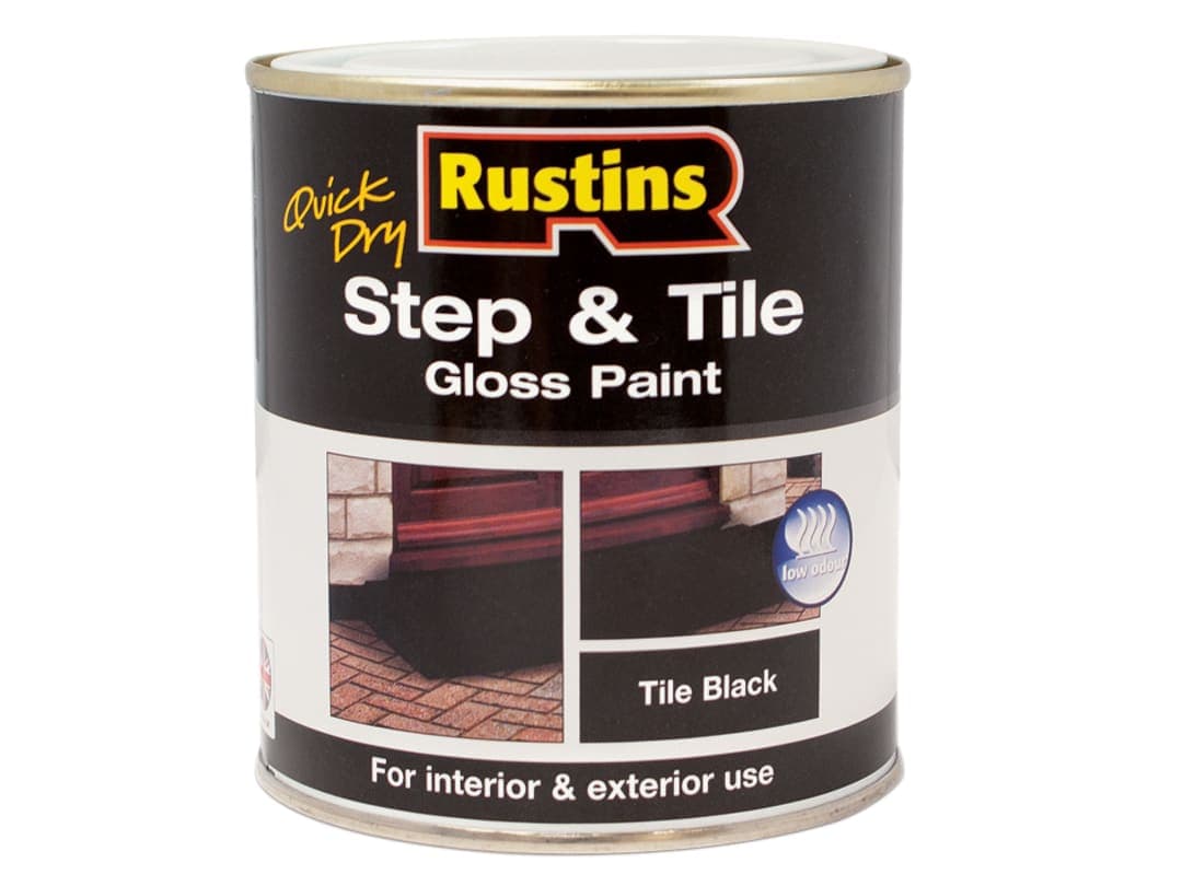 Rustins Quick Dry Step & Tile Paint Gloss Black 250ml STBLW250