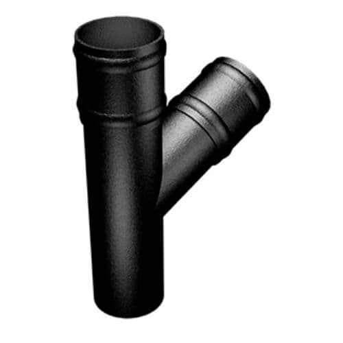Cast Aluminium Round Downpipe Branch - 112 Degree x 63mm Black (9005 Leatherette)