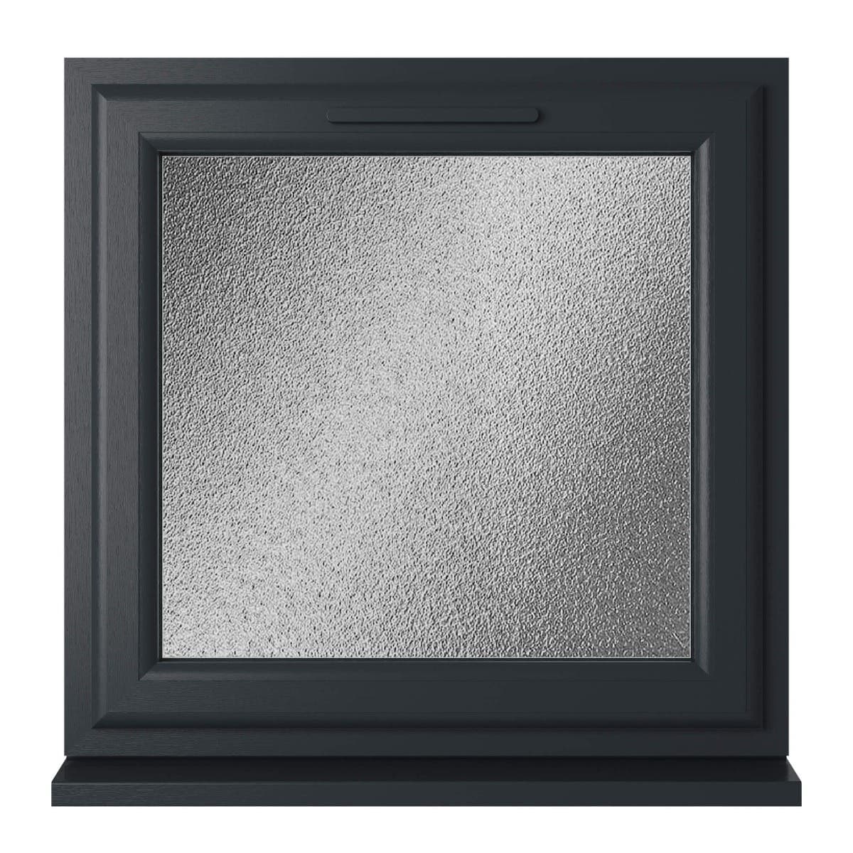 uPVC Grey/White Double Glazed Window - Top Opener - Obscure Glass - 610 x 610mm
