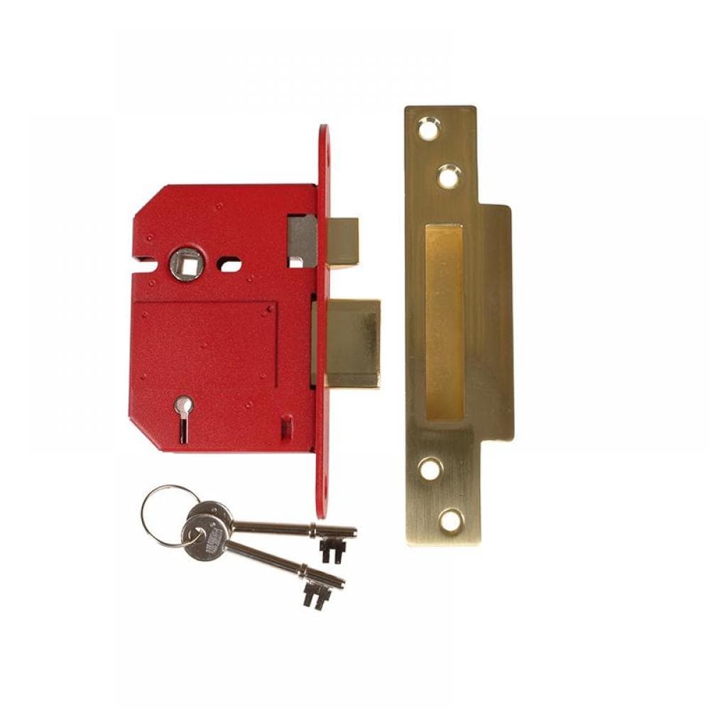 Union Y2200S-PL-3.0 Strongbolt 2200S Bs 5 Lever Mortice Sashlock Satin Brass 81Mm Visi