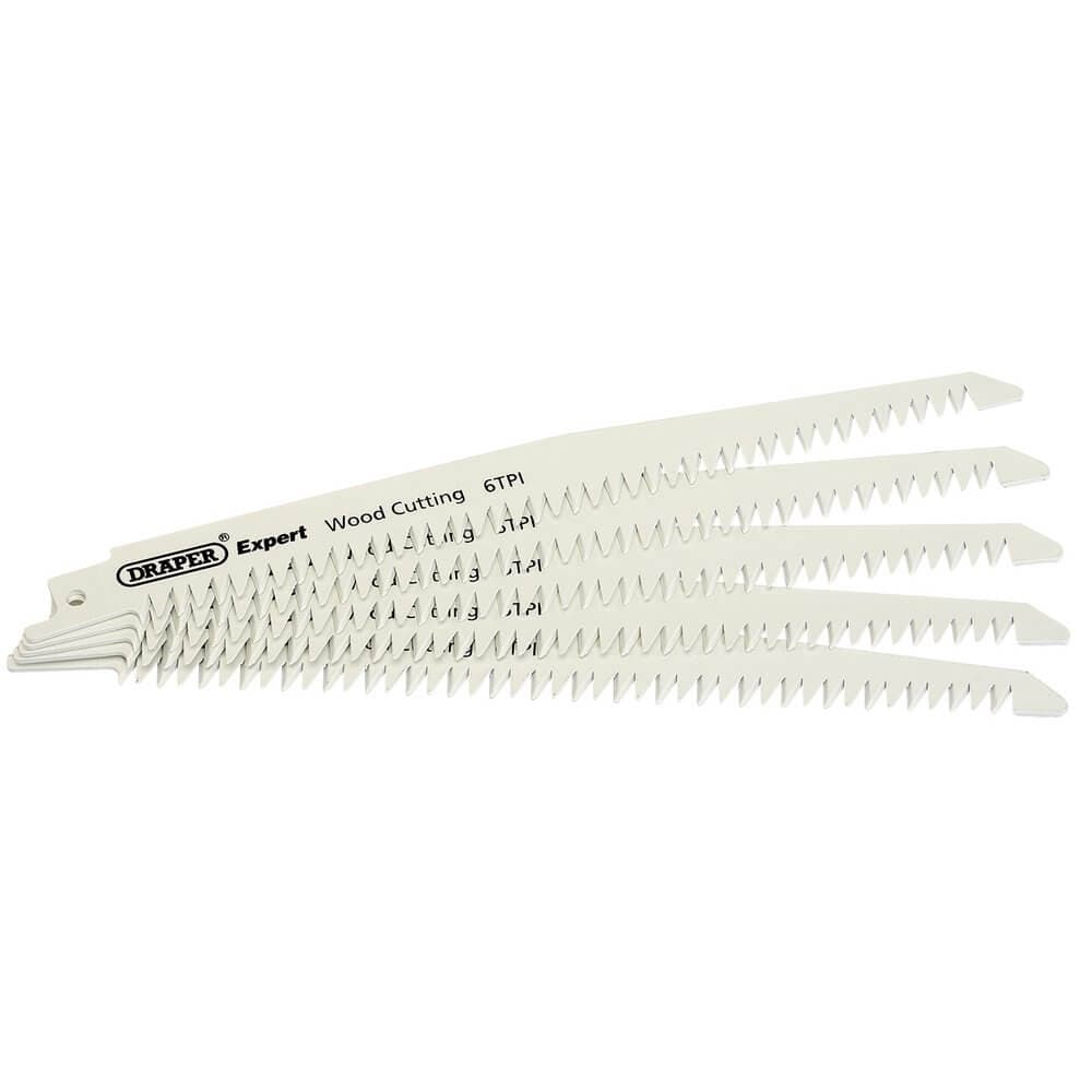 Draper Expert 02305 Expert 150Mm 6Tpi Bi-Metal Reciprocating Saw Blades For Wood Cutting - Pack Of 5 per pack