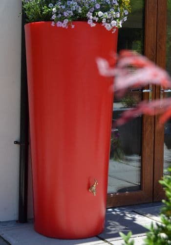 Large 380L Garden Planter Water Butt Red with Tap Kit & Diverter Original Organics