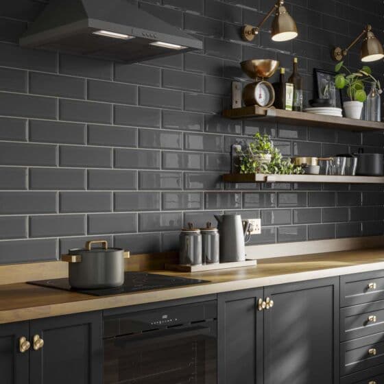 Metro Dark Grey Wall Tile 10x30cm