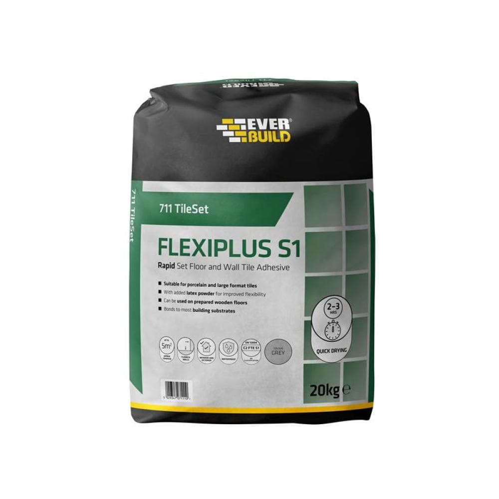 Everbuild Sika 695062 711 Tileset Flexiplus Tile Adhesive White 20Kg