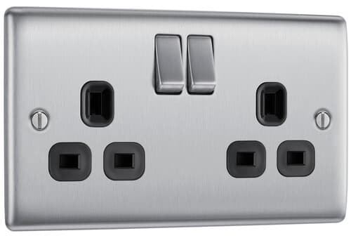 Screwless Flatplate Black Nickel Double Switch 10Ax 2 Way FBN42-01