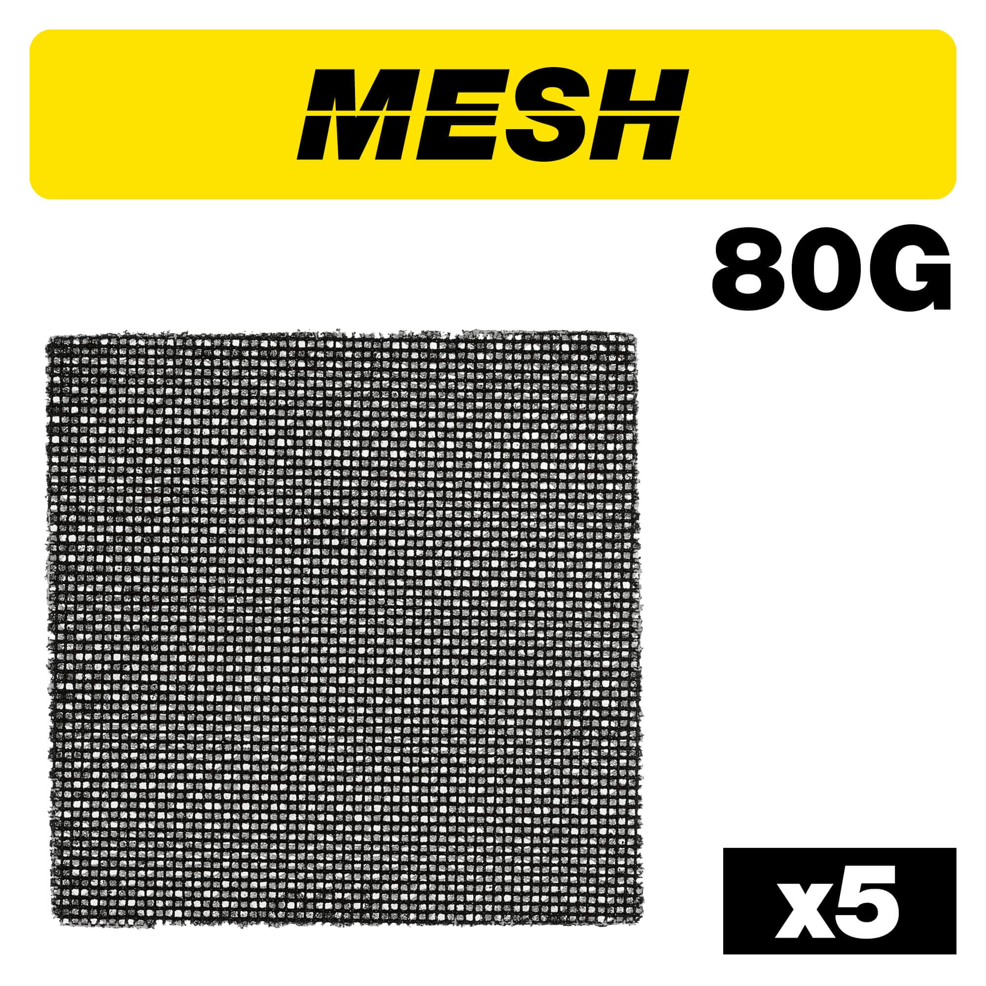 Trend Mesh 1/4 Sanding Sheet 5Pc 115Mm X 115Mm 80 Grit Pk 1 AB/QTR/80M