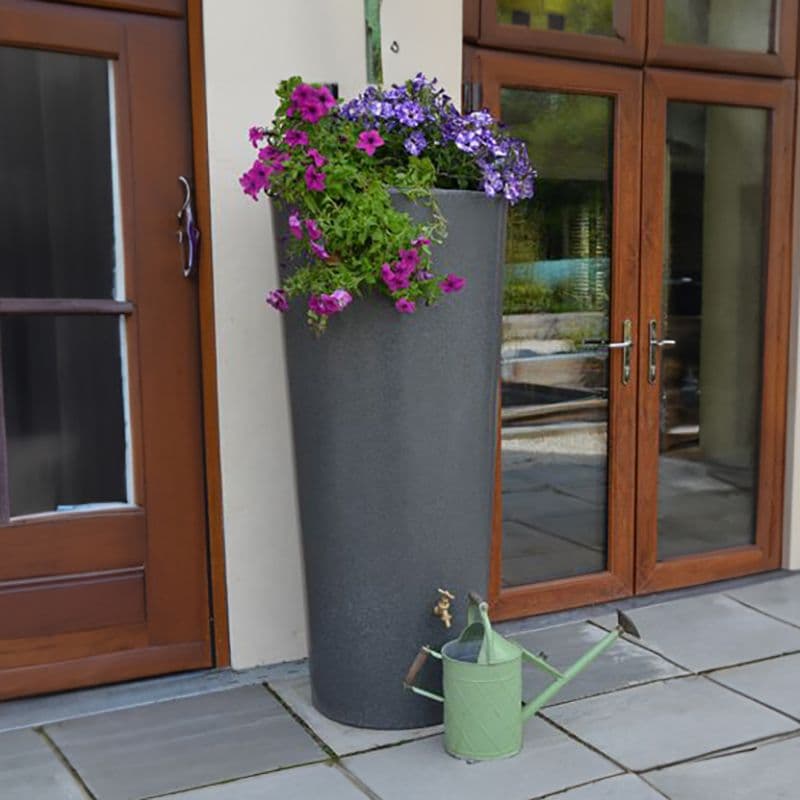 Large 380L Garden Planter Water Butt Millstone Grit with Tap Kit & Diverter Grey Original Organics