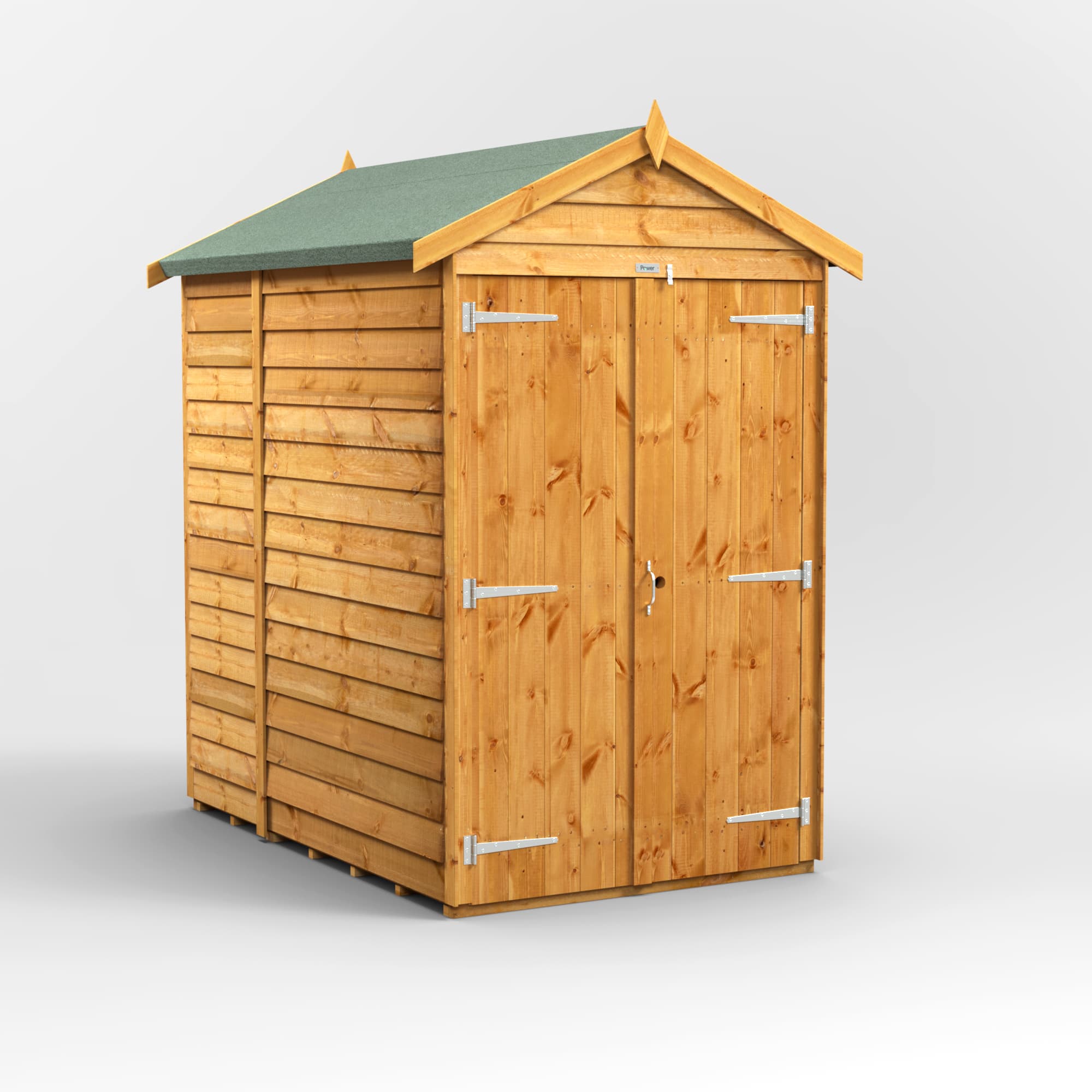 6 x 4 Power Overlap Apex Double Doors No Windows