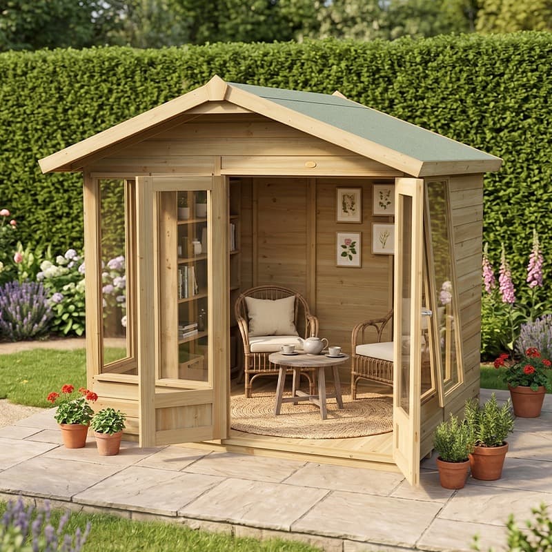 7' x 5' Forest Timberdale 25yr Guarantee Double Door Apex Summer House (2.39m x 1.84m)