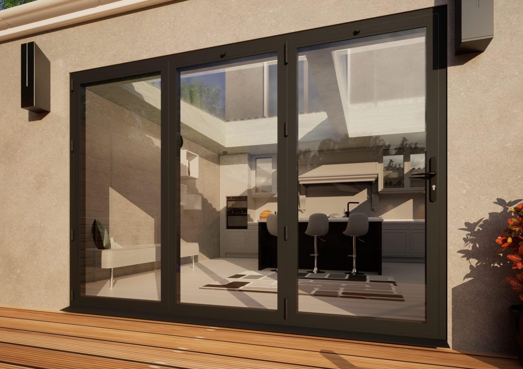 Aluminium Bifold Door Part Q Compliant - 3000mm Anthracite Grey - 3 Left