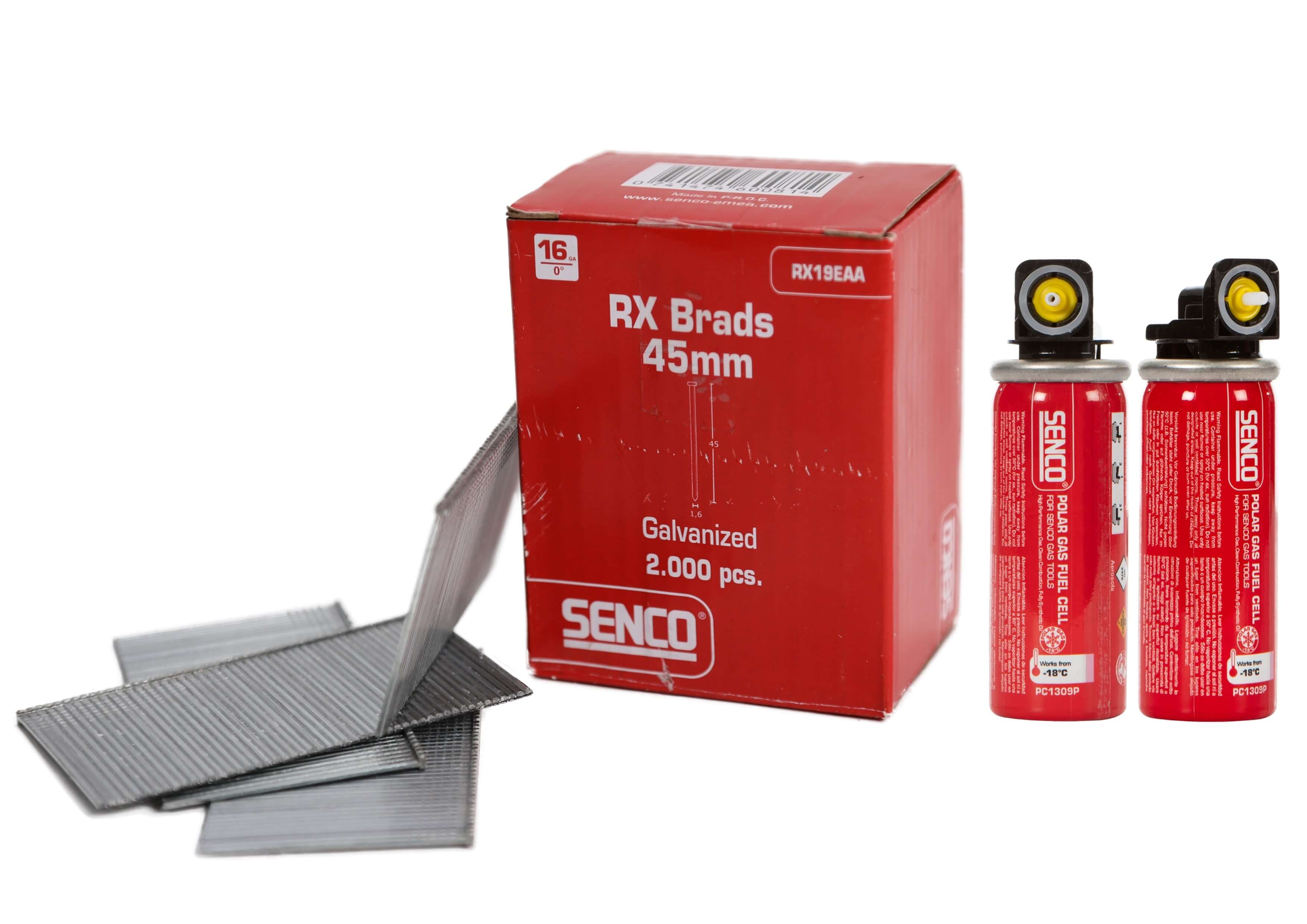 Senco RX19EAA-FC 16-Gauge G&N Pack Straight Brad Galv 45Mm Box 2000