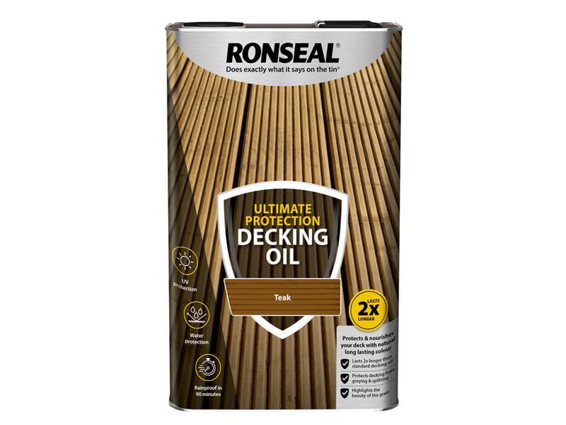 Ronseal 37296 Ultimate Protection Decking Oil Teak 5 Litre