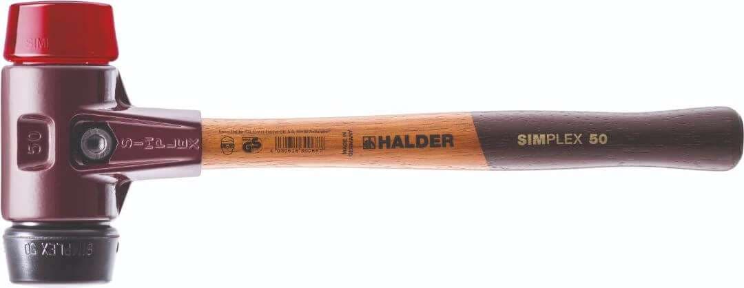 Halder HA3026060 Simplex Mallet With Steel Housing Black Rubber + Red Plastic Inserts 60Mm