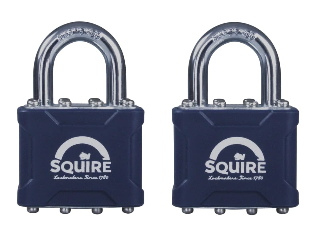Squire 35T Stronglock Card (2) Padlocks 38mm Open Shackle Keyed 35T