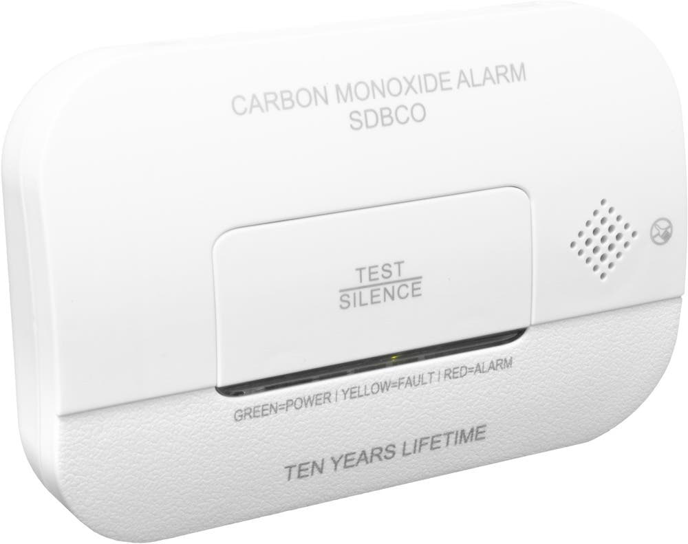 Battery Powered Carbon Monoxide Alarm - AA Batteries - 10 Year Life - 3V - White