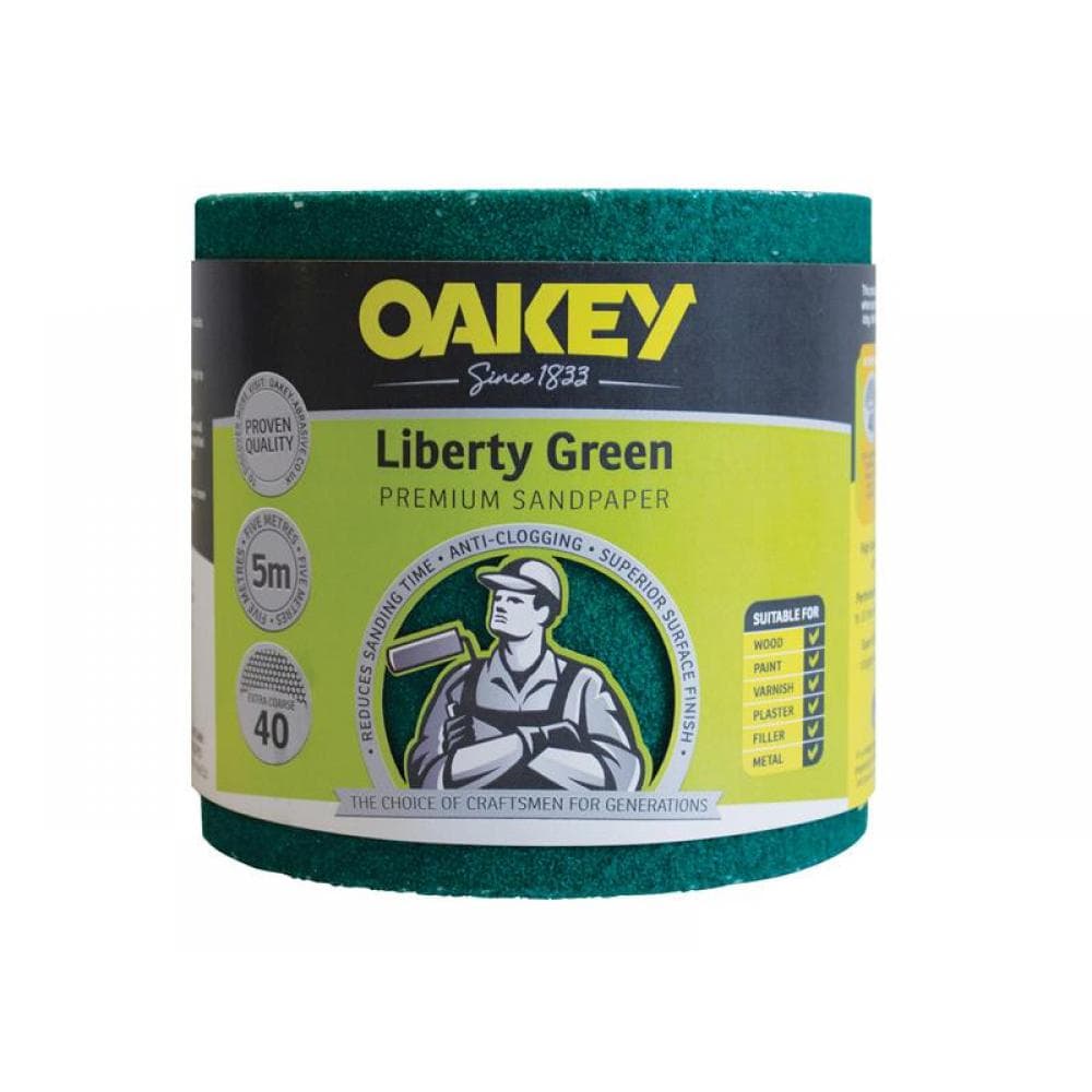 Oakey 66261116693 Liberty Green Sanding Roll 115Mm X 5M Extra Coarse 40G