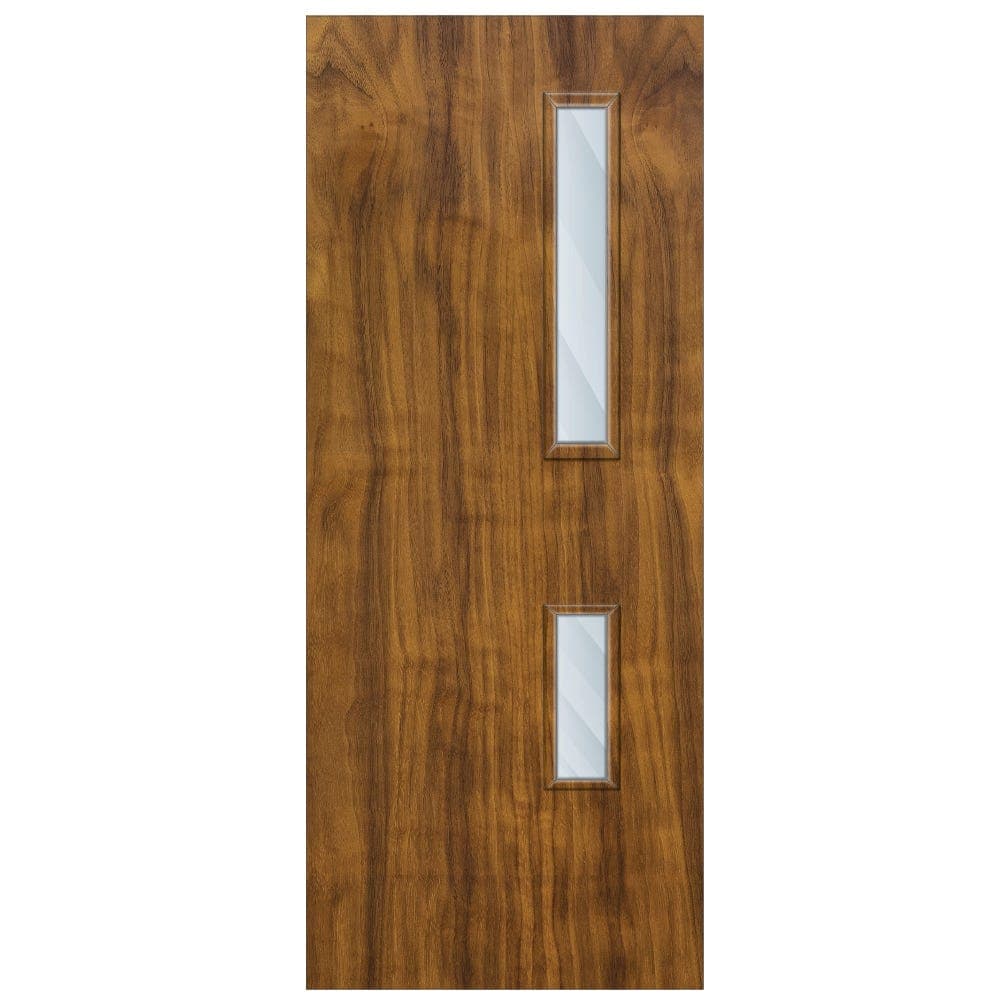 Crown American Black Walnut Solid Core Clear Laminate Glazed Internal Door 2040mm x 926mm x 44mm | 700mm x 150mm & 500mm x 150mm VP